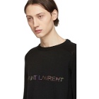 Saint Laurent Black Sequin Logo Sweater