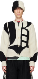 Stefan Cooke Off-White & Black Gothic Font Cardigan