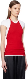 Ferragamo White & Red Layered T-Shirt