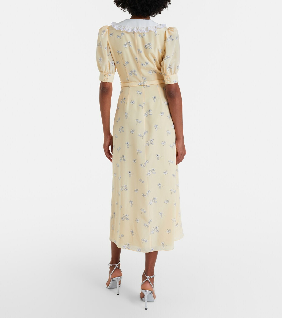 Alessandra Rich Lace-trimmed floral silk shirt dress