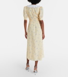 Alessandra Rich Lace-trimmed floral silk shirt dress