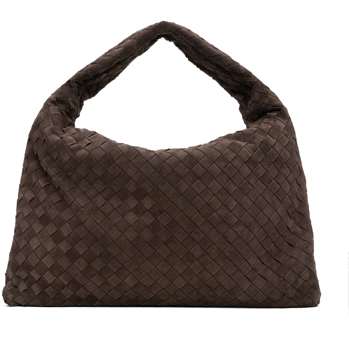 Bottega Veneta Brown New Small Hop Intrecciato Suede Bag