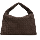 Bottega Veneta Brown New Small Hop Intrecciato Suede Bag