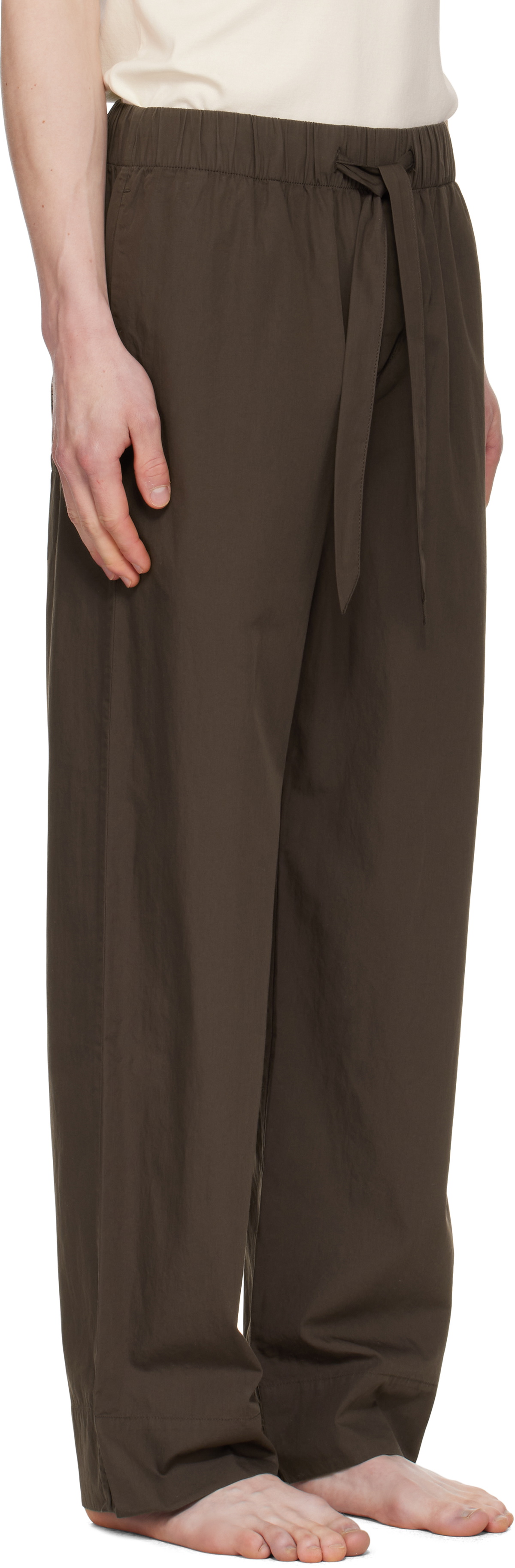 Tekla Brown Poplin Pyjama Pants