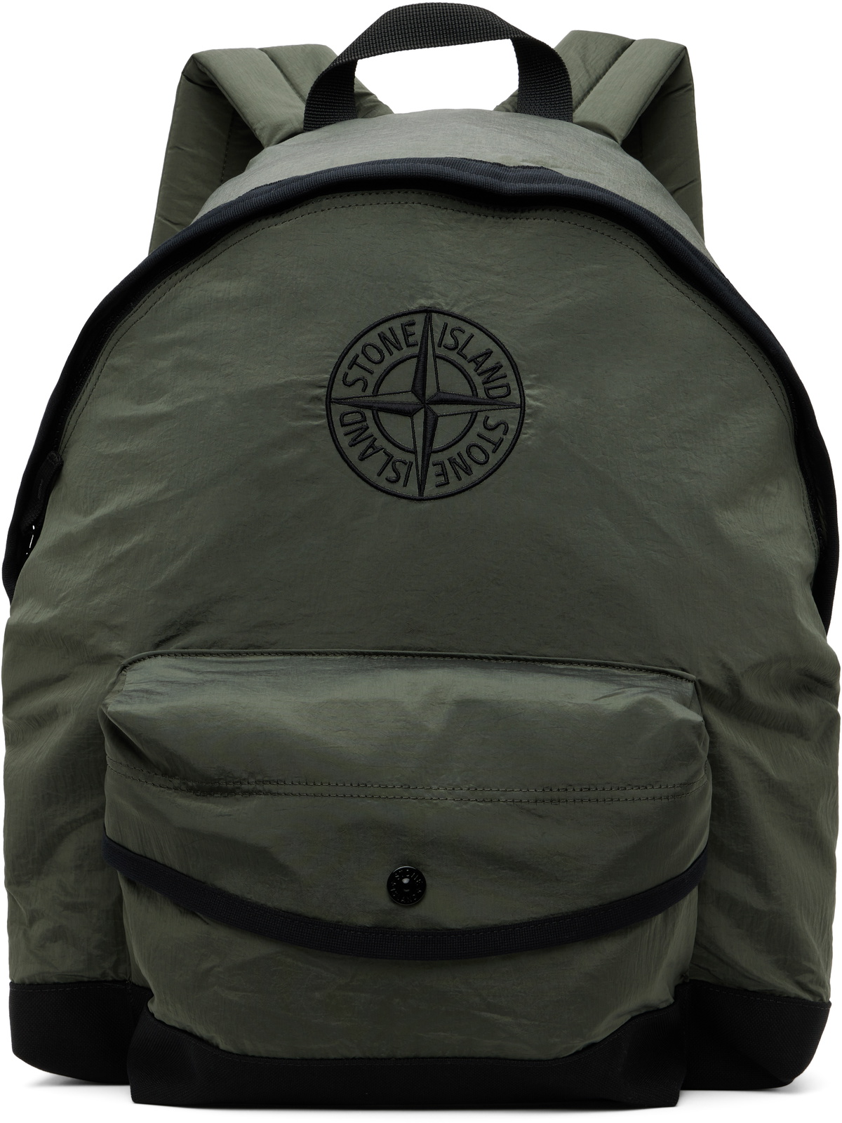 Stone Island Junior Kids Khaki Nylon Metal In Econyl Backpack