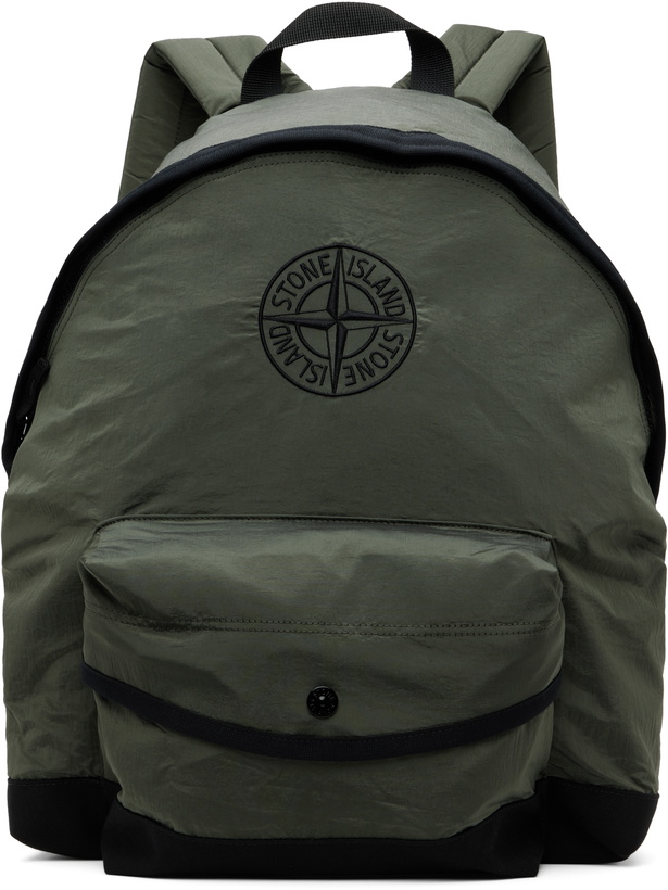 Photo: Stone Island Junior Kids Khaki Nylon Metal In Econyl Backpack