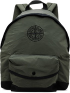 Stone Island Junior Kids Khaki Nylon Metal In Econyl Backpack