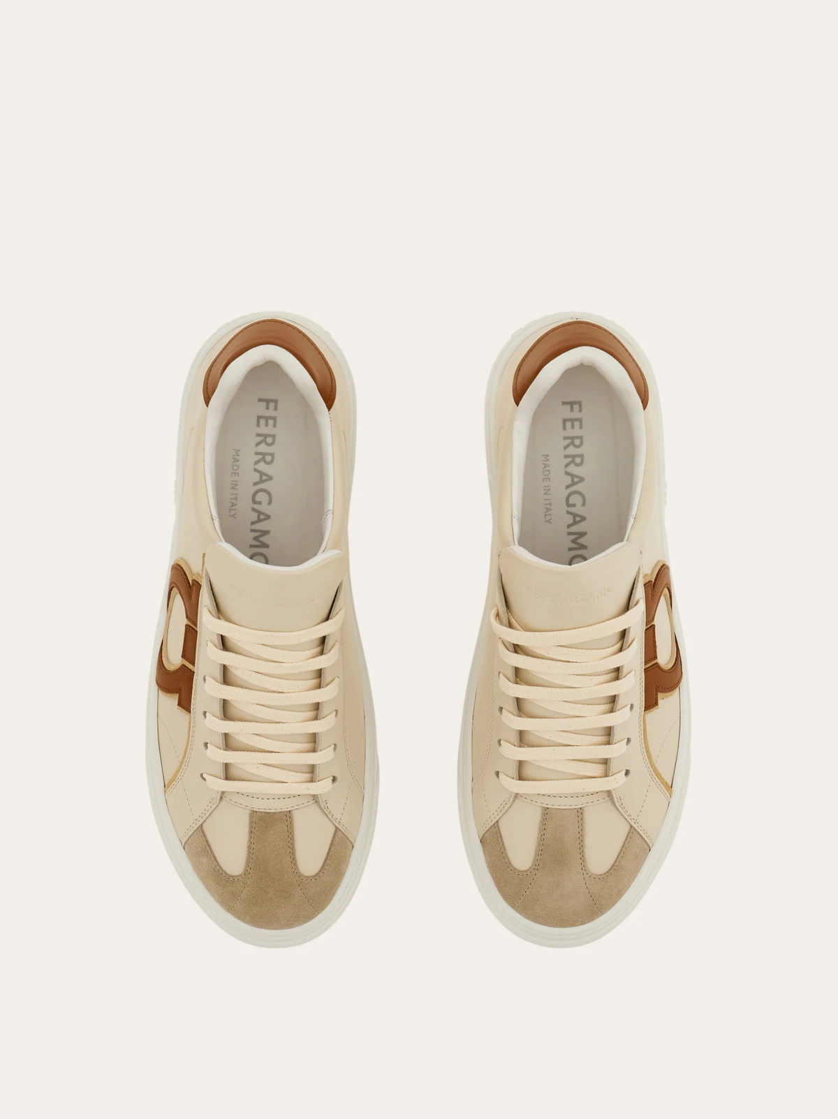 Ferragamo Mens Gancini sneaker in Beige