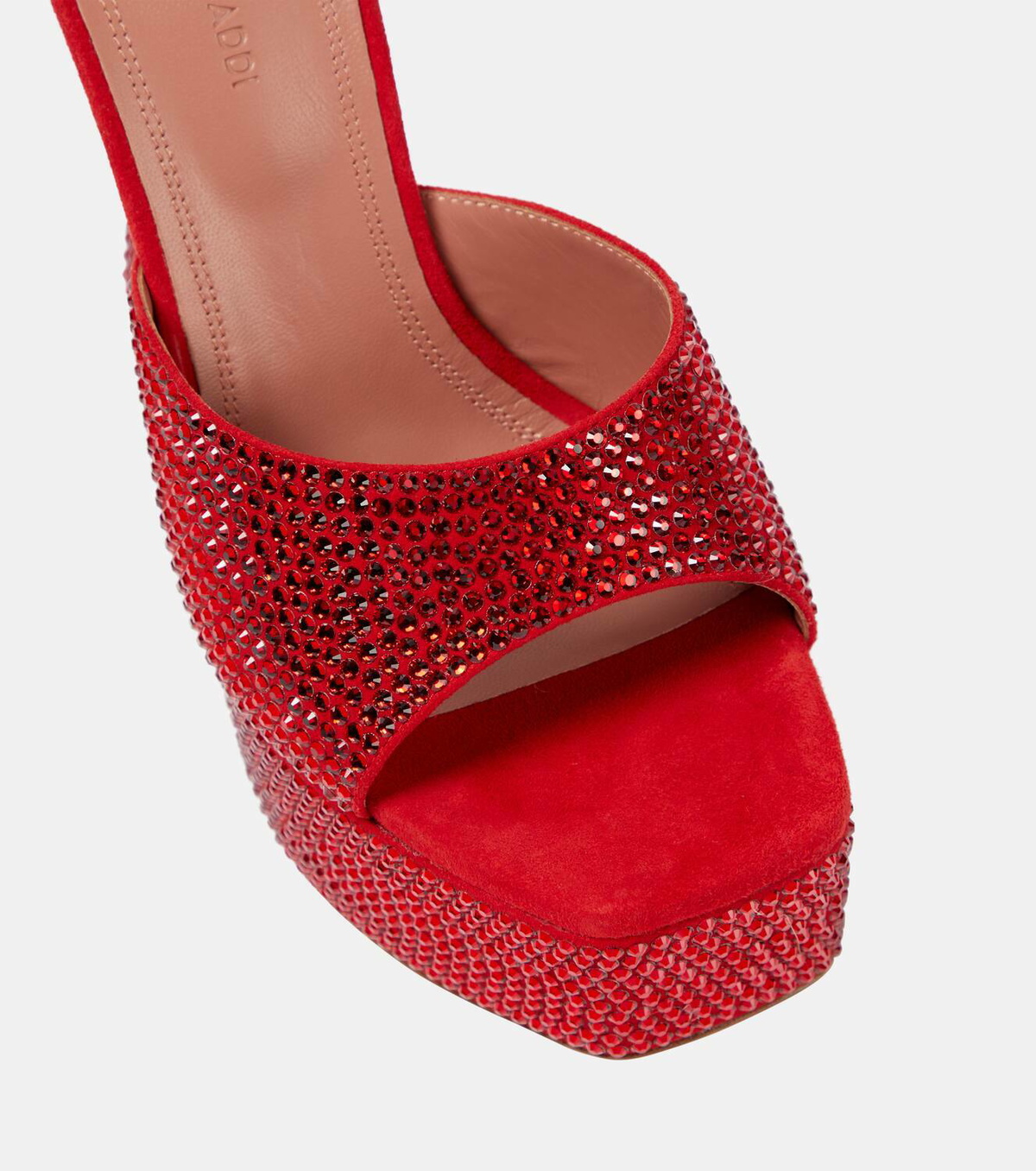 【関税込み】Amina Muaddi タン Dalida ヒールサンダル Dalida leather platform mules in white - Amina Muaddi