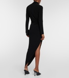 Norma Kamali Turtleneck draped jersey maxi dress