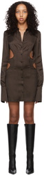 Lado Bokuchava SSENSE Exclusive Brown Cut-Out Shirt Mini Dress