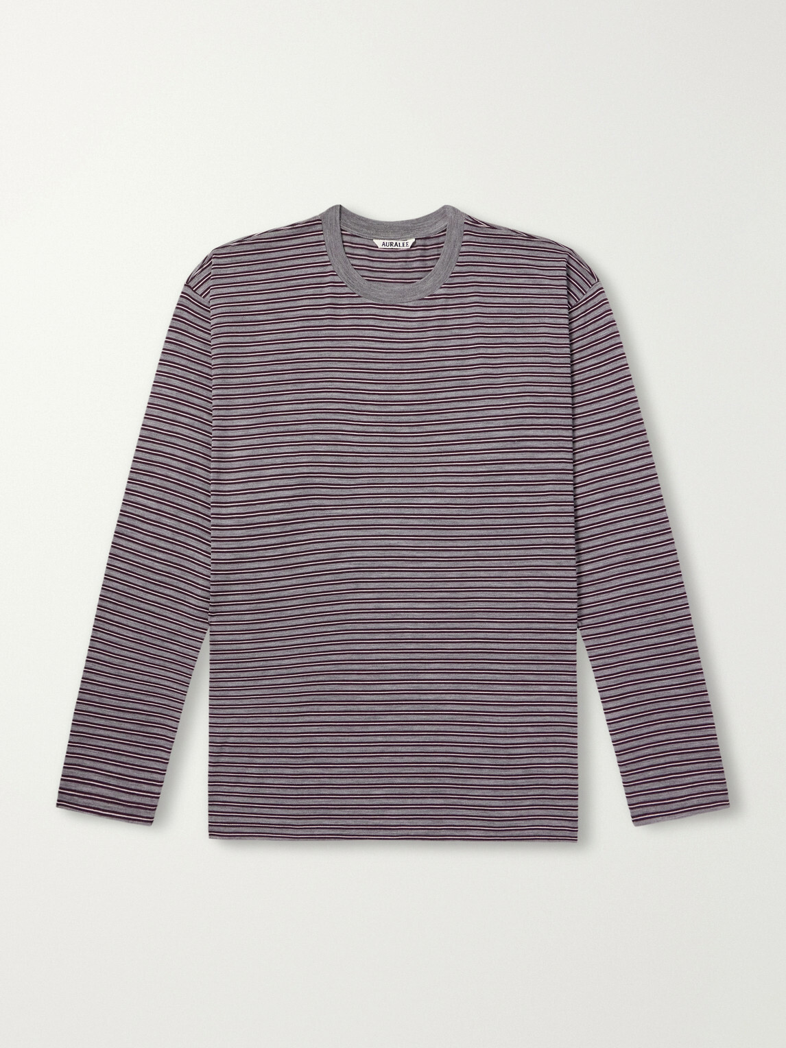 Auralee - Striped Wool-Jersey T-Shirt - Gray