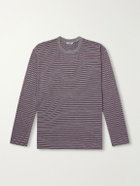 Auralee - Striped Wool-Jersey T-Shirt - Gray