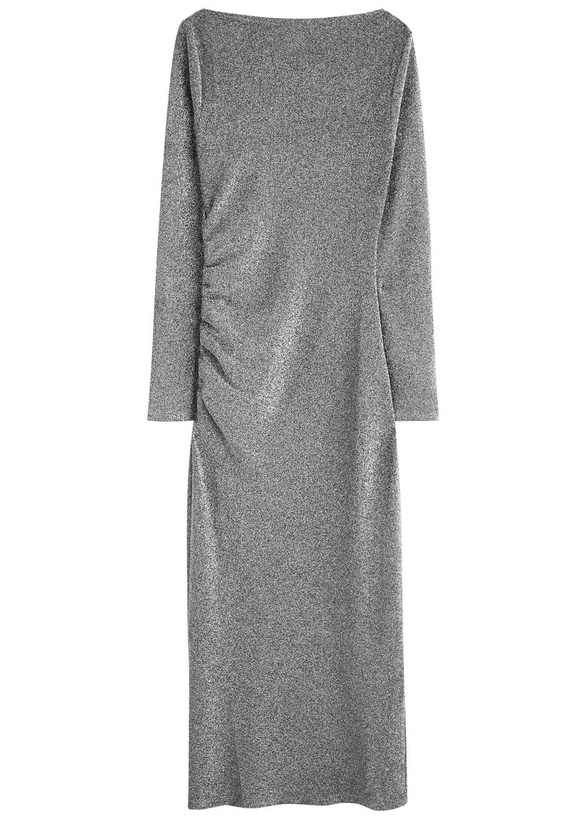 Photo: Day Birger ET Mikkelsen Halsey Ruched Metallic Lamé Maxi Dress Black