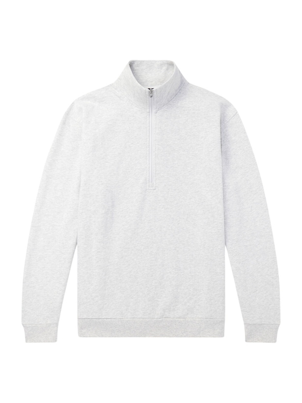Photo: Lululemon - Steady State Cotton-Blend Jersey Half-Zip Sweatshirt - Gray