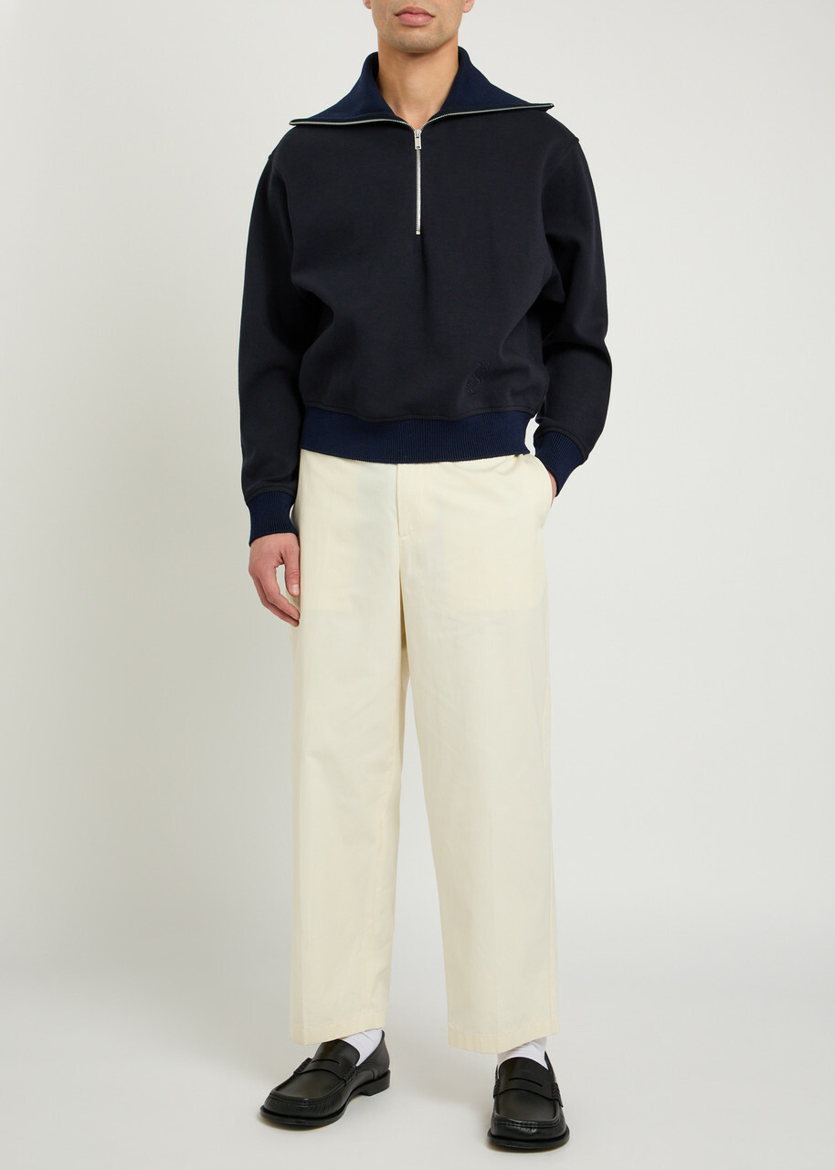 Jil Sander Half-zip Cotton Polo Sweatshirt Navy