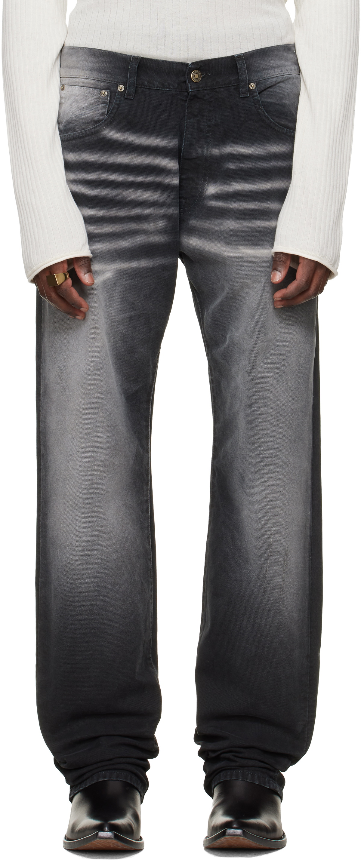 424 Black & Gray Collection Loose Fivepocket Trousers