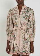 Alice + Olivia Lucy Floral-print Stretch-cotton Mini Shirt Dress Pink