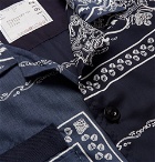 Sacai - Camp-Collar Printed Matte-Satin and Woven Shirt - Men - Navy
