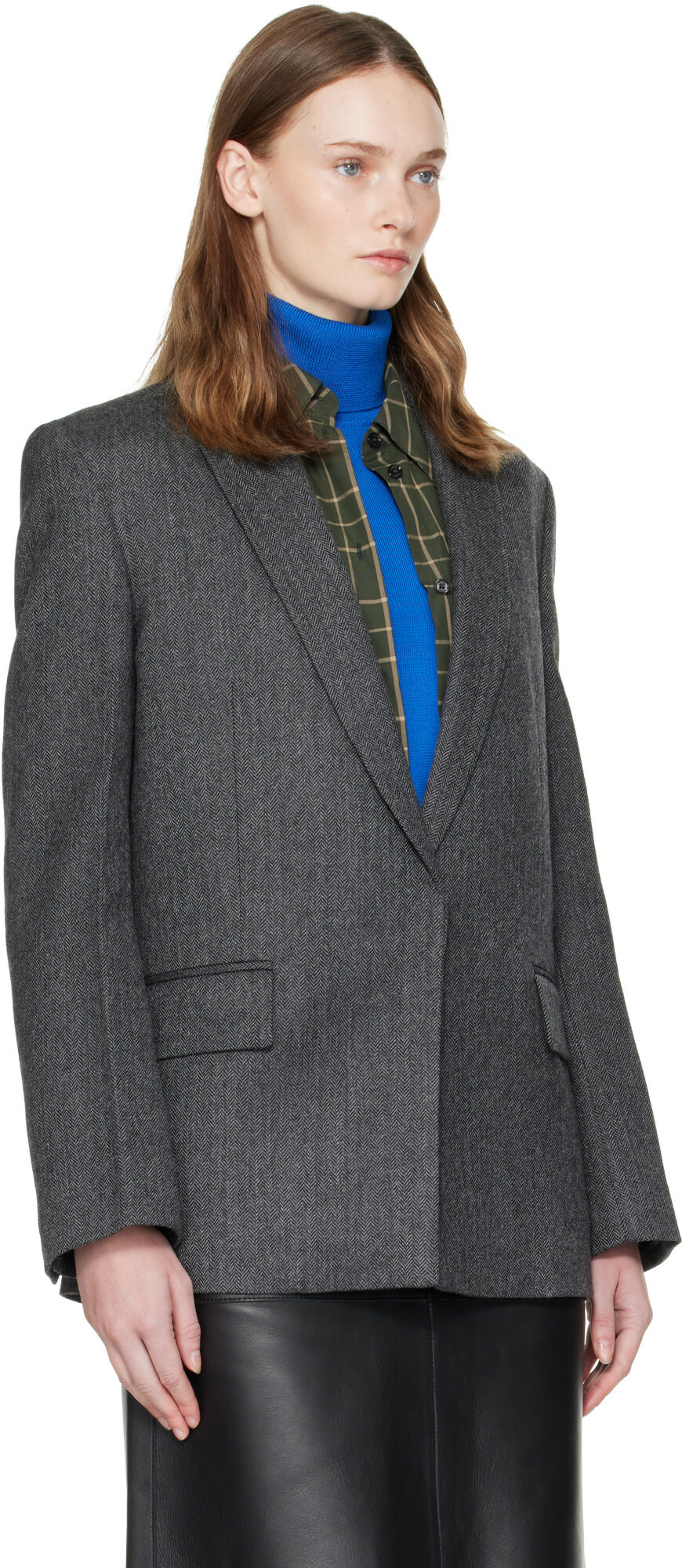 TOTEME Gray Herringbone Blazer
