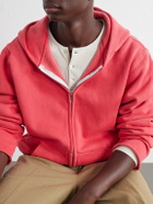 Les Tien - Garment-Dyed Distressed Cotton-Jersey Zip-Up Hoodie - Red