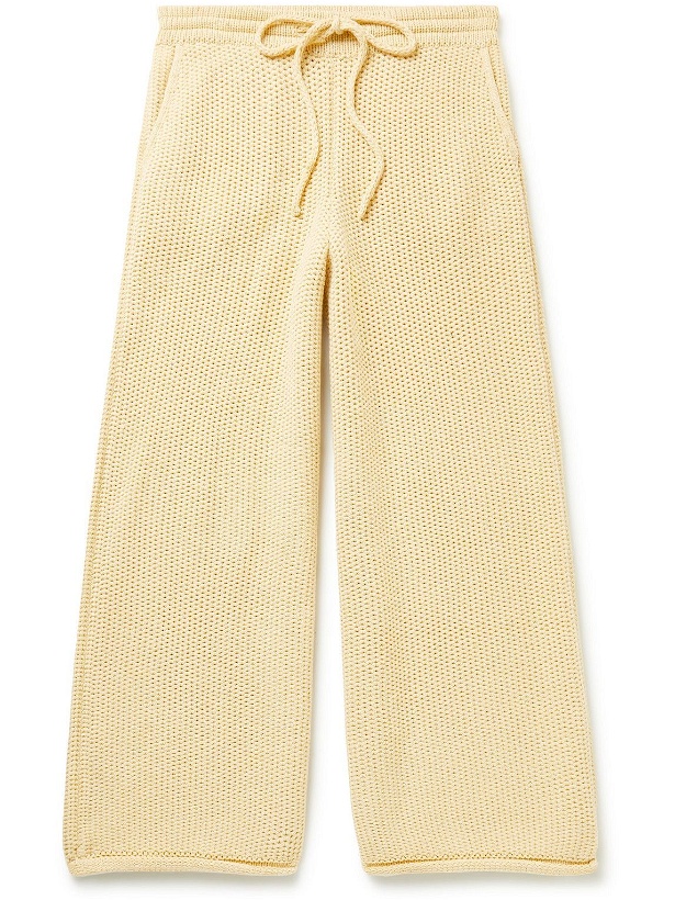 Photo: The Elder Statesman - Wide-Leg Cashmere Drawstring Trousers - Yellow