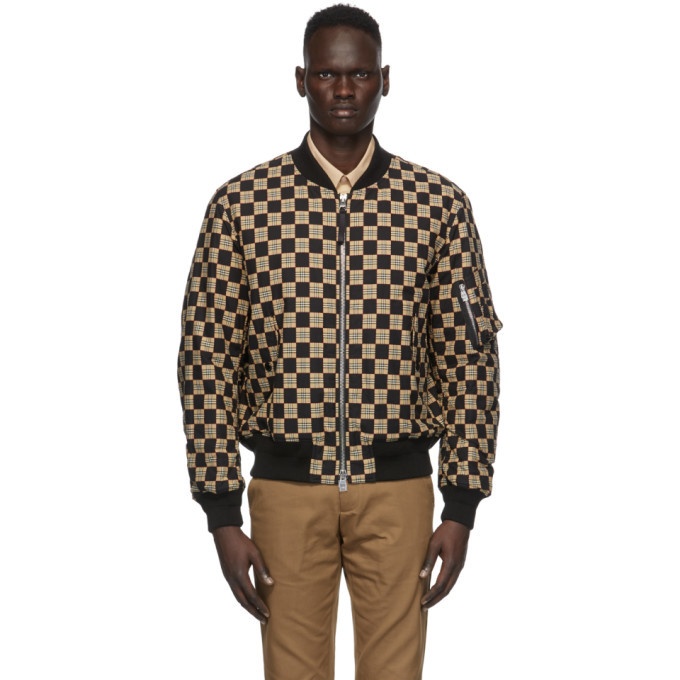 Photo: Burberry Black and Beige Checkered Brookland Bomber Jacket