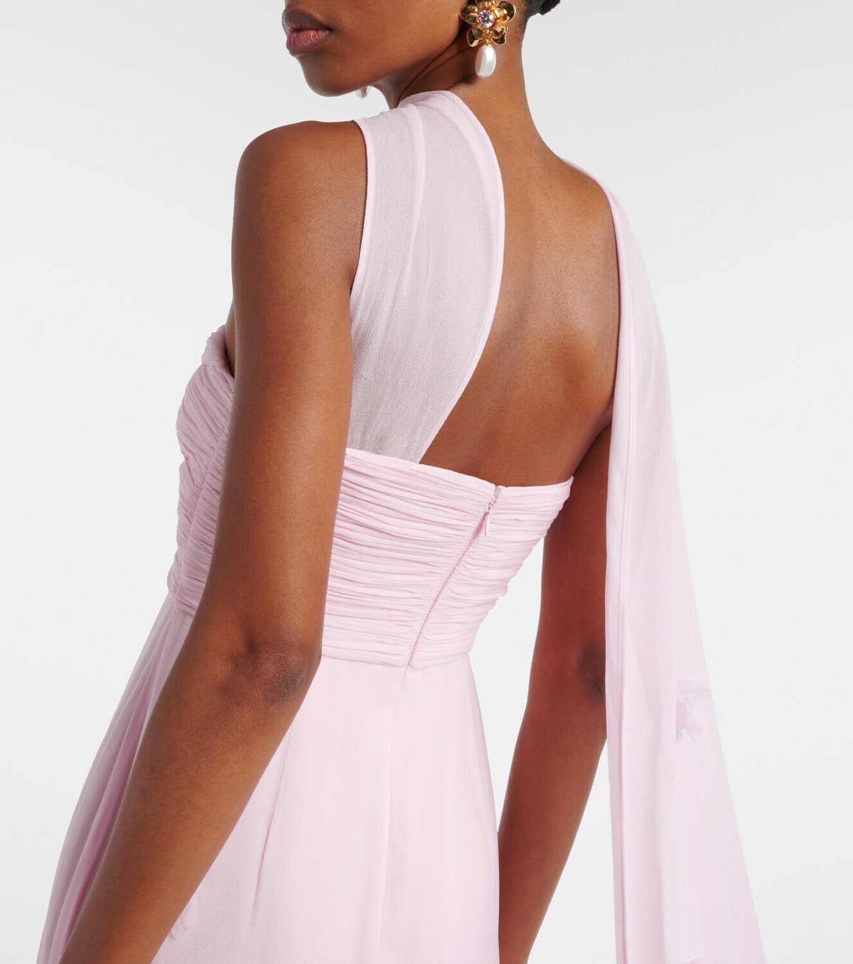 Self-Portrait Scarf-detail georgette gown