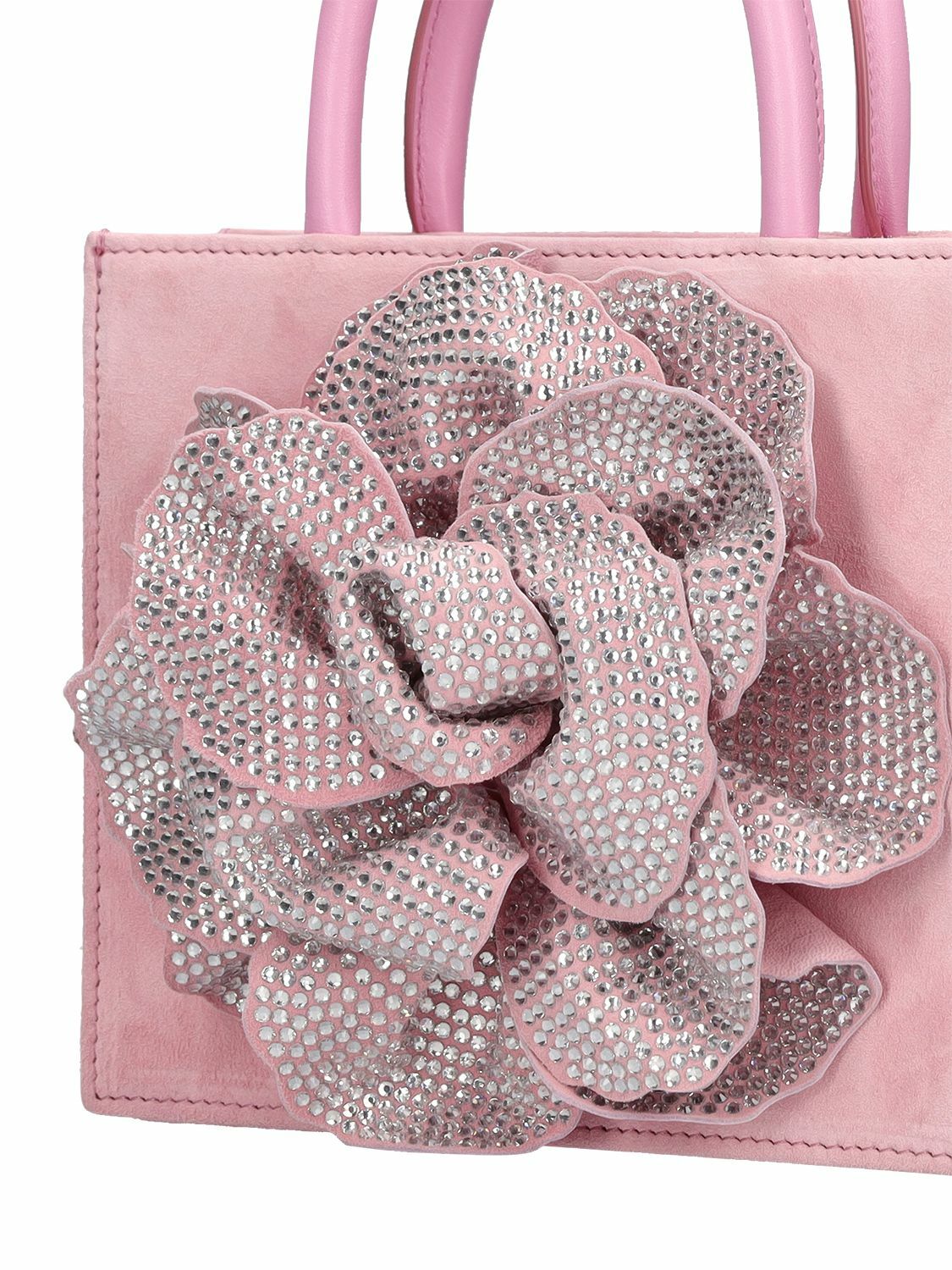 MACH & MACH - Flower Satin & Crystal Top Handle Bag