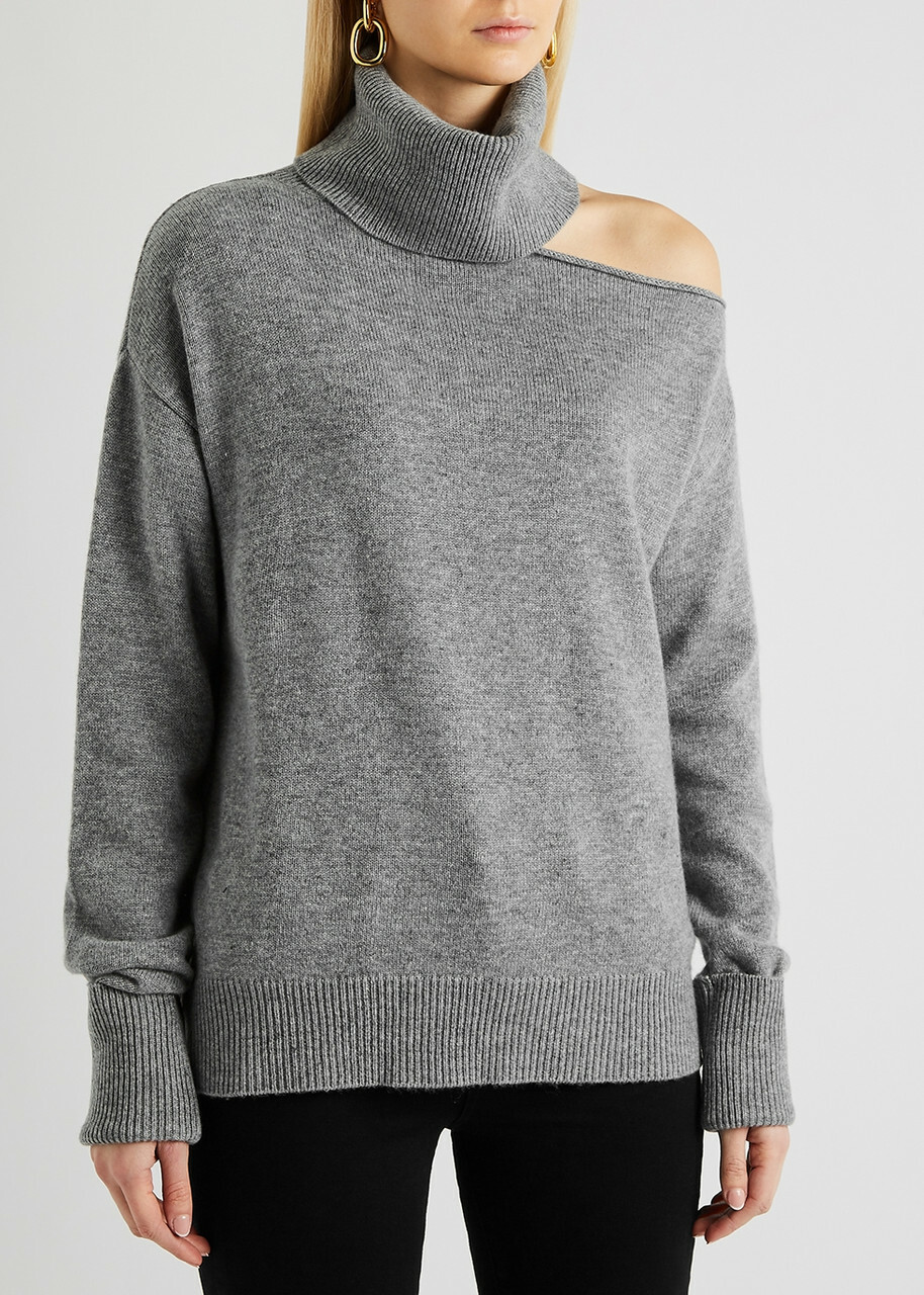 Paige Raundi Cut-out Wool-blend Jumper Grey