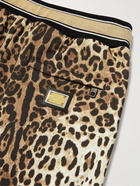 DOLCE & GABBANA - Leopard-Print Cotton-Jersey Drawstring Shorts - Brown