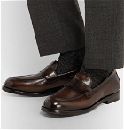 Officine Creative - Ivy Burnished-Leather Penny Loafers - Dark brown
