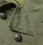 Balmain - Slim-Fit Double-Breasted Cotton-Canvas Coat - Green