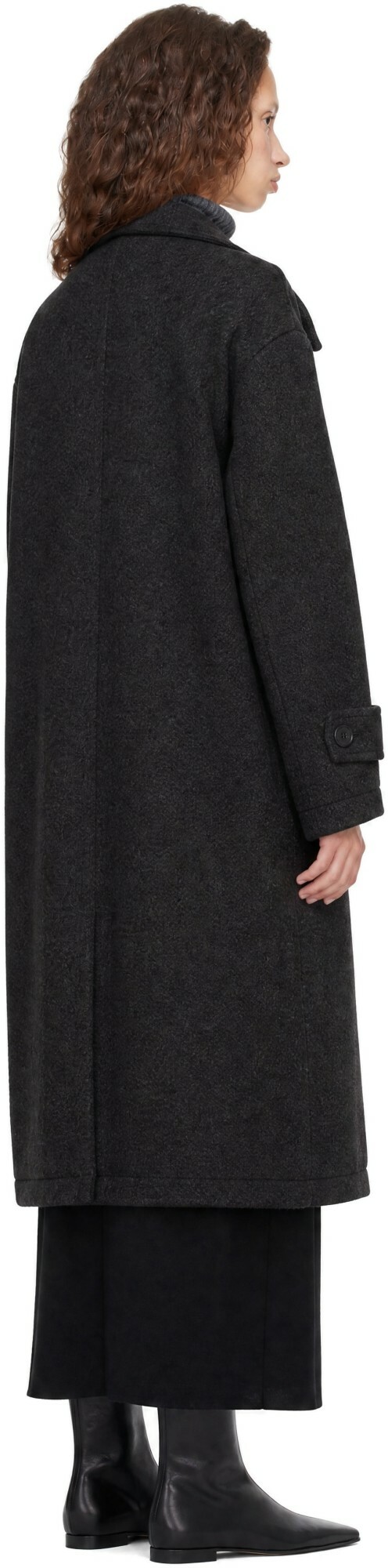 COOR Gray Cashmere Blend High Neck Coat
