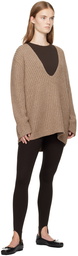 LESET Beige Emma Deep V Sweater