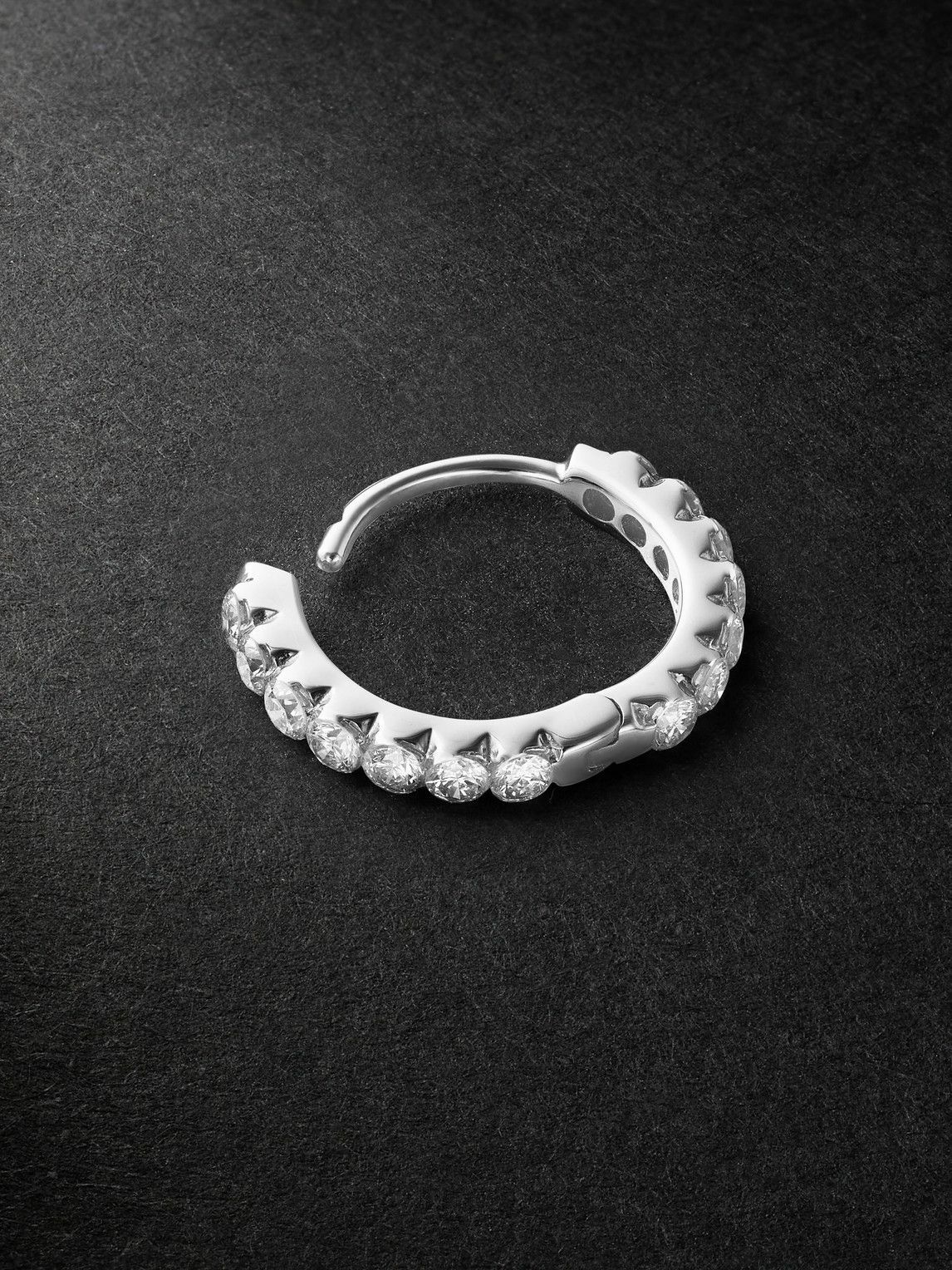 MARIA TASH - 8mm Invisible Set Eternity 18-Karat White Gold Diamond Single Hoop Earring