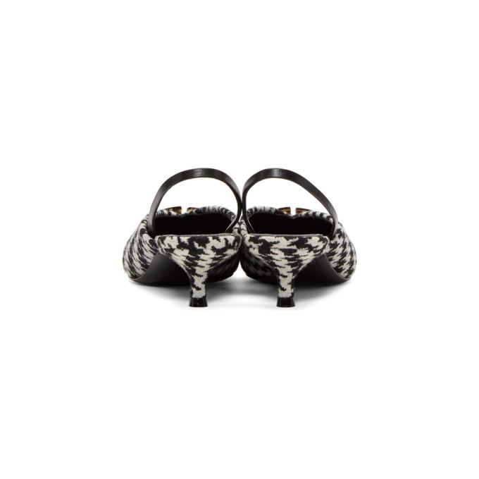 Balenciaga Black and White Slingback Heels