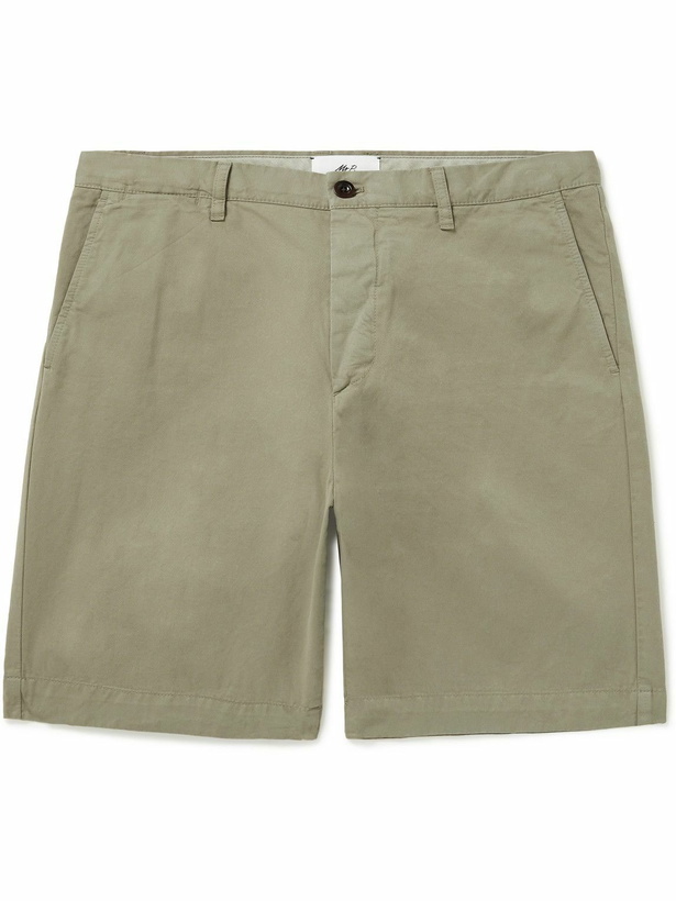 Photo: Mr P. - Straight-Leg Garment-Dyed Organic Cotton-Twill Shorts - Green
