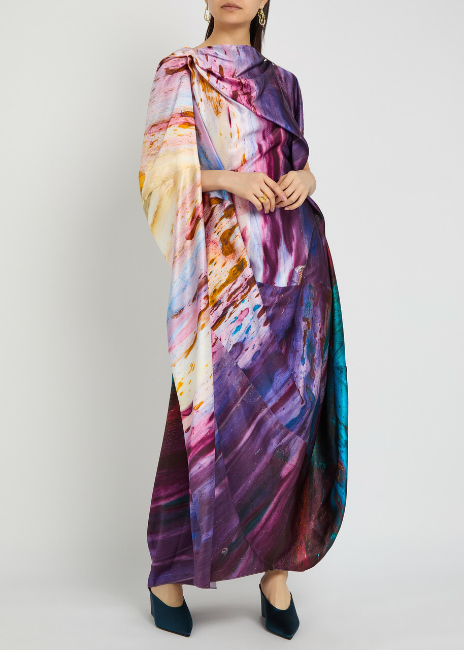 Roksanda Robina Printed Silk Maxi Dress Purple