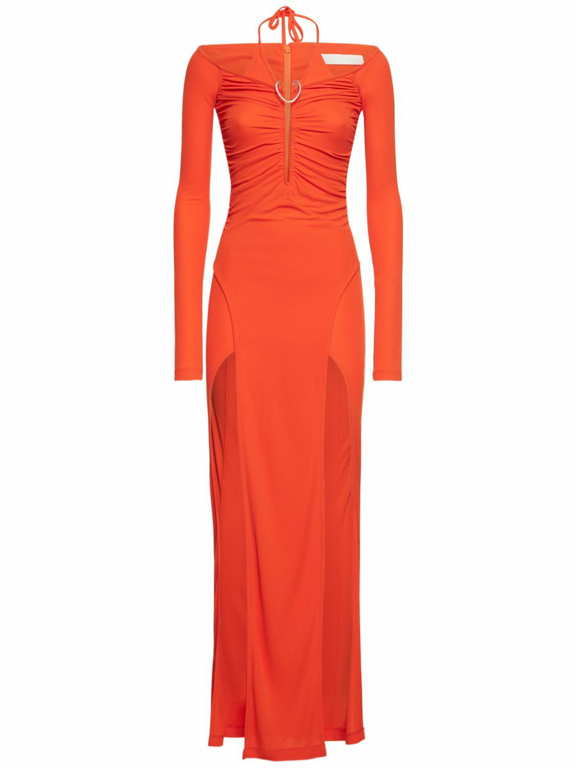 Photo: DION LEE - Draped Viscose Jersey Split Long Dress