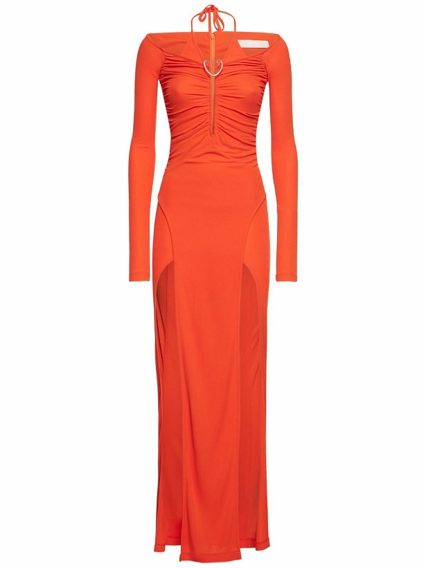 Photo: DION LEE - Draped Viscose Jersey Split Long Dress