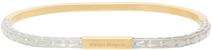 Photo: Maison Margiela Silver & Gold Two-Tone Logo Bracelet