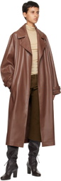Olēnich Brown Belted Faux-Leather Coat