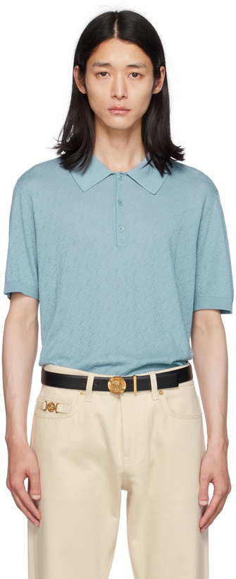 Photo: Versace Blue 'La Greca' Polo