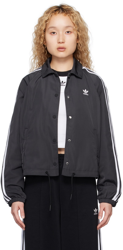 Photo: adidas Originals Black Adicolor Classics 3-Stripes Jacket