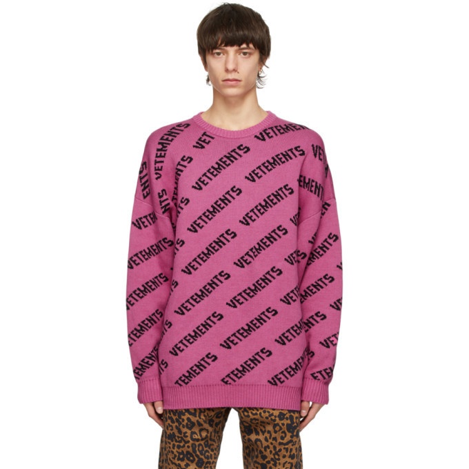 Photo: VETEMENTS Pink All-Over Logo Sweater