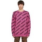 VETEMENTS Pink All-Over Logo Sweater