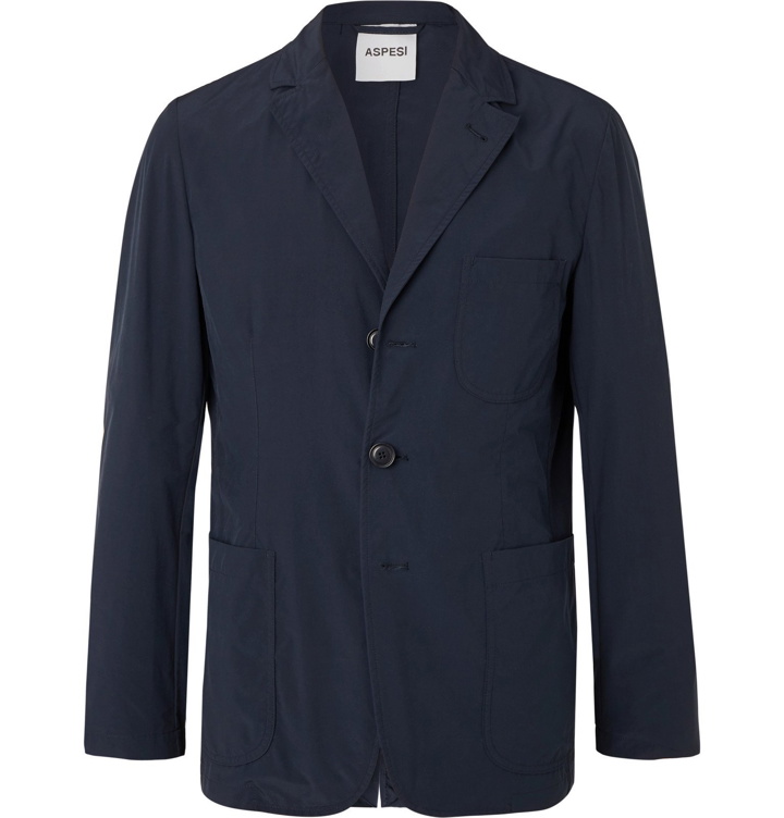 Photo: Aspesi - Navy Slim-Fit Unstructured Garment-Dyed Shell Blazer - Blue