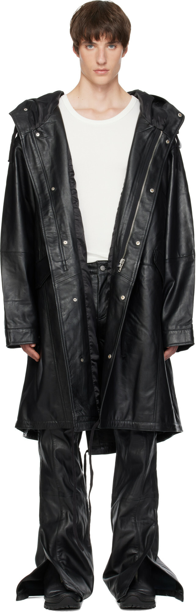 Deadwood Black Ellis Oversized Leather Parka