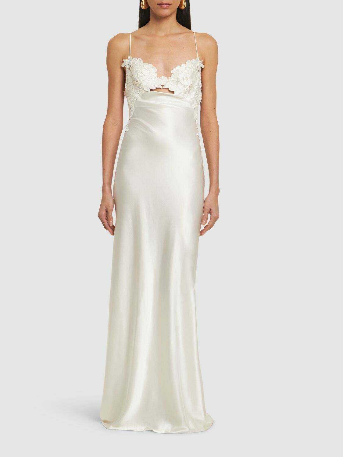 ERMANNO SCERVINO Embroidered Satin Long Dress